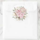 Sticker Rond Mariage en coton à base d'aquarelle rose pâle (Sac)