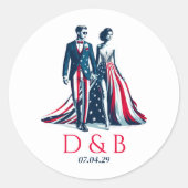 Sticker Rond MARIAGE en couple USA (Devant)
