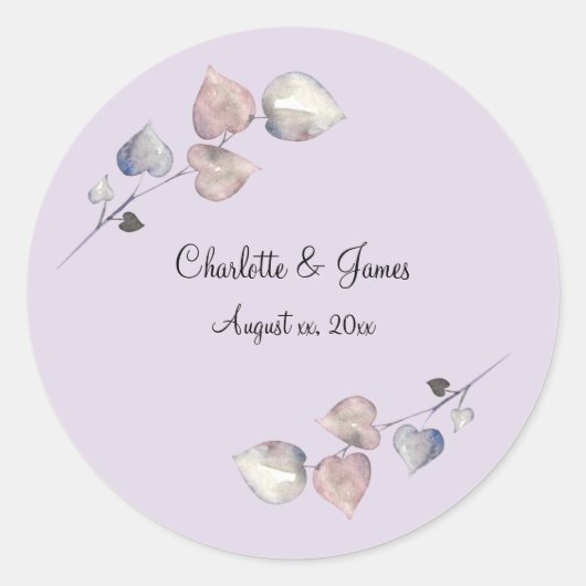 Sticker Rond Mariage en cuir écossais doux violet (Devant)