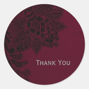 Sticker Rond Mariage en dentelle noire vintage Bourgogne Bordea