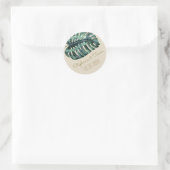 Sticker Rond Mariage en feuille de palme de Monstera Tropical (Sac)