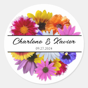 Sticker Rond Mariage en fleur - Fleur fractionnée ronde