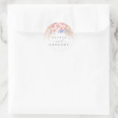 Sticker Rond Mariage en laiton bleu et rose fleuri Pampas (Sac)