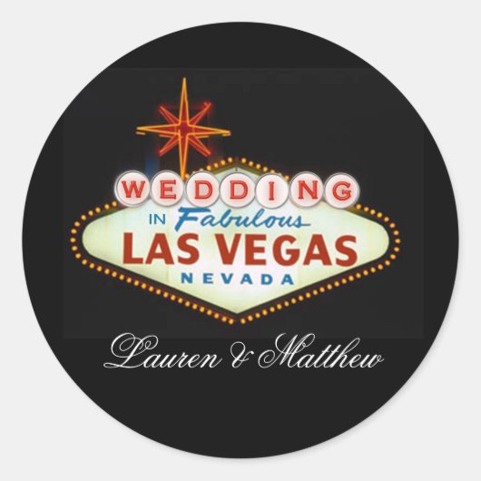 Sticker Rond Mariage en Las Vegas fabuleux (Devant)