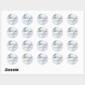 Sticker Rond Mariage en marbre bleu moderne (Feuille)