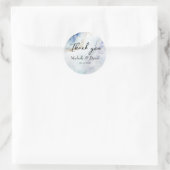 Sticker Rond Mariage en marbre bleu moderne (Sac)