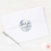 Sticker Rond Mariage en marbre bleu moderne (Enveloppe)