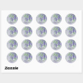 Sticker Rond Mariage en marbre Lavender Wisteria Fleurs (Feuille)