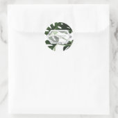 Sticker Rond Mariage en marbre tropical Monstera (Sac)