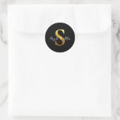 Sticker Rond Mariage en métal brossé Monogramme S Noir (Sac)