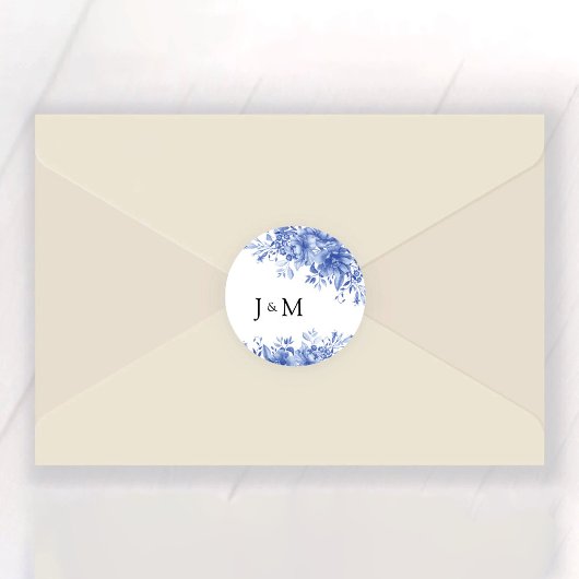 Sticker Rond Mariage en porcelaine bleue