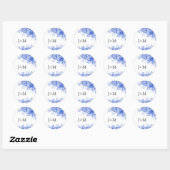 Sticker Rond Mariage en porcelaine bleue (Feuille)