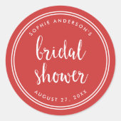 Sticker Rond Mariage en rouge et rayures blanches (Devant)