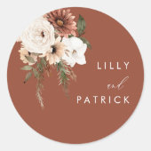 Sticker Rond Mariage en terre cuite fleurie de Bohême (Devant)