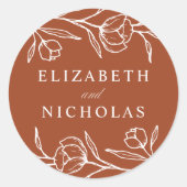 Sticker Rond Mariage en terre cuite florale (Devant)