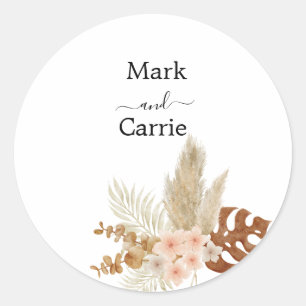 Sticker Rond Mariage en terre cuite florale bohème