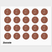 Sticker Rond Mariage en terre cuite Monogramme moderne minimali (Feuille)