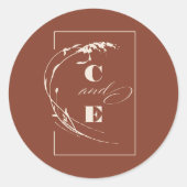 Sticker Rond Mariage en terre cuite Monogramme moderne minimali (Devant)