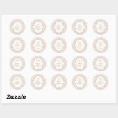 Sticker Rond Mariage en zigzag en chevron rose et gris Enregist (Feuille)