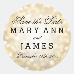 Sticker Rond Mariage Enregistrer La Date Gold Parties scintilla