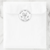 Sticker Rond Mariage Enregistrer la date Mason Jar Fleurs (Sac)