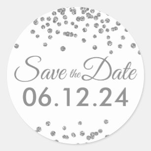 Sticker Rond Mariage Enregistrer la date Parties scintillant ar
