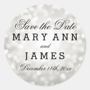 Sticker Rond Mariage Enregistrer La Date Parties scintillant Ar