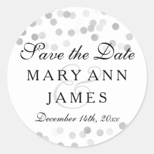 Sticker Rond Mariage Enregistrer La Date Parties scintillant Ar