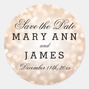 Sticker Rond Mariage Enregistrer La Date Parties scintillant En