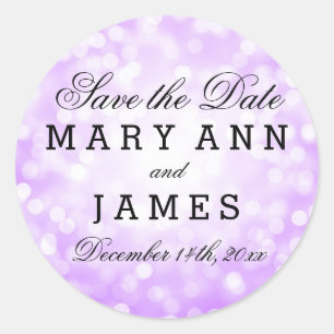 Sticker Rond Mariage Enregistrer La Date Purple Parties scintil