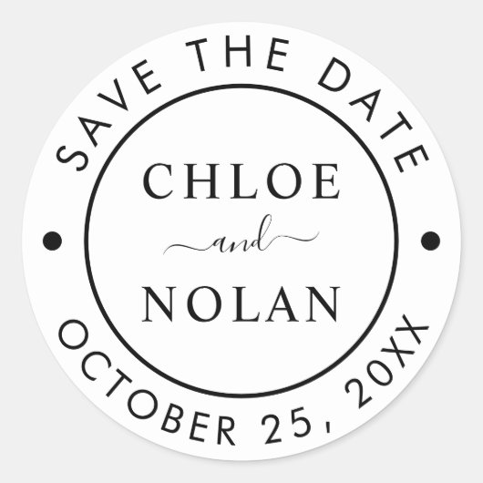 Sticker Rond Mariage Enregistrer la date Script moderne (Devant)