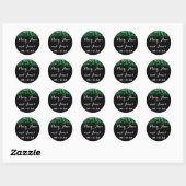 Sticker Rond Mariage Enregistrer La Date Tombant Étoiles Emeral (Feuille)