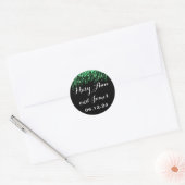 Sticker Rond Mariage Enregistrer La Date Tombant Étoiles Emeral (Enveloppe)