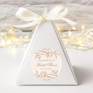 Sticker Rond Mariage Esquisse Florale Amande et Cuivre