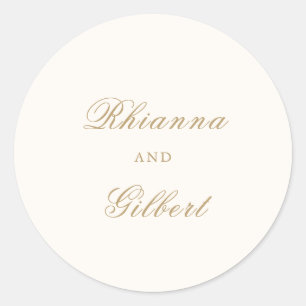 Sticker Rond Mariage Éternel Ivoire et Or Classique