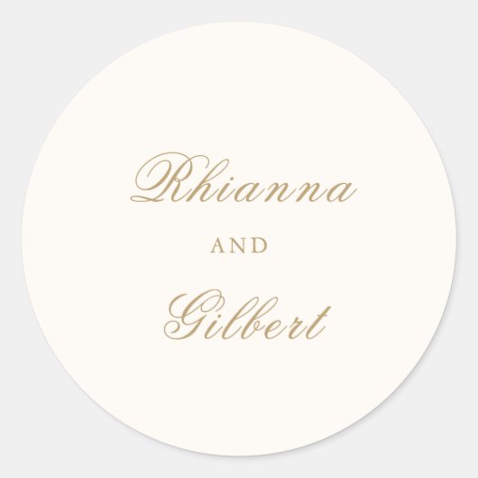 Sticker Rond Mariage Éternel Ivoire et Or Classique (Devant)