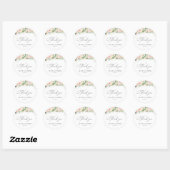 Sticker Rond Mariage Éthéré aux Roses Roses Blush (Feuille)