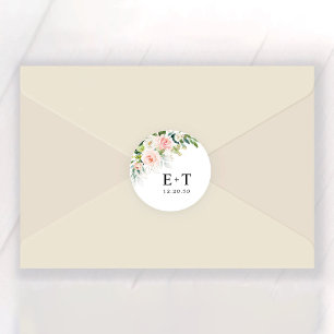 Sticker Rond Mariage Ethereal Blush Rose