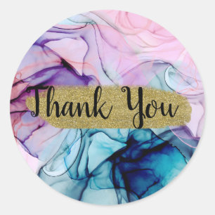 Sticker Rond Mariage éthérée Turquoise rose violet glamour d'en