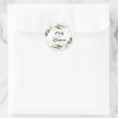 Sticker Rond Mariage Eucalyptus Feuille vert et or (Sac)