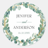Sticker rond Mariage Eucalyptus Green (Devant)