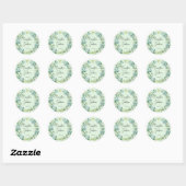 Sticker Rond Mariage Eucalyptus Green Bride Groom (Feuille)
