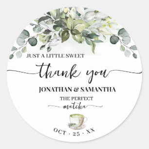 Sticker Rond Mariage Eucalyptus Matcha Doux Merci Enterrement d