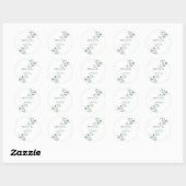 Sticker Rond Mariage Eucalyptus Sage Vert Aquarelle (Feuille)