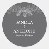 Sticker Rond Mariage Eucalyptus simple Gris (Devant)