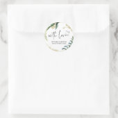 Sticker Rond Mariage Faveur Traiter Sac Jam Avec Amour Eucalypt (Sac)