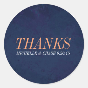 Sticker Rond Mariage Favor Étiquette, Marine Blue Texture
