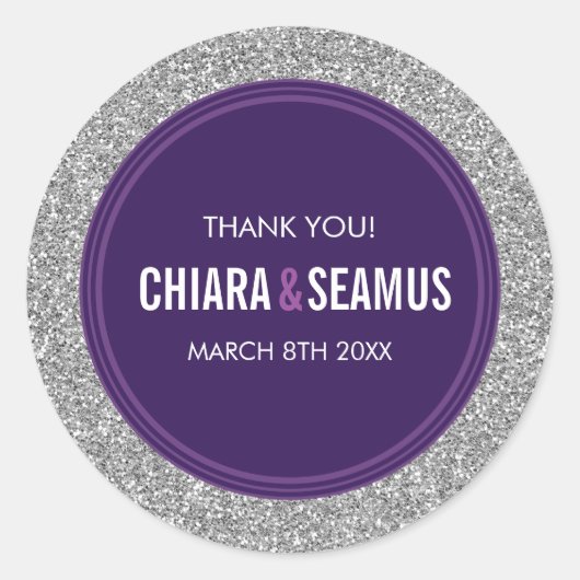 Sticker Rond MARIAGE FAVOR moderne simple parties scintillant a (Devant)