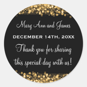 Sticker Rond Mariage Favor Tag Magic Party Sparkles Gold