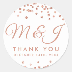 Sticker Rond Mariage Favor Tag Rose Parties scintillant or Conf
